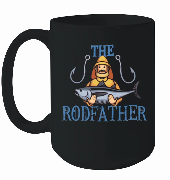 The Rodfather, Funny Fishing Mug, 15oz 11oz Coffee Mug, White