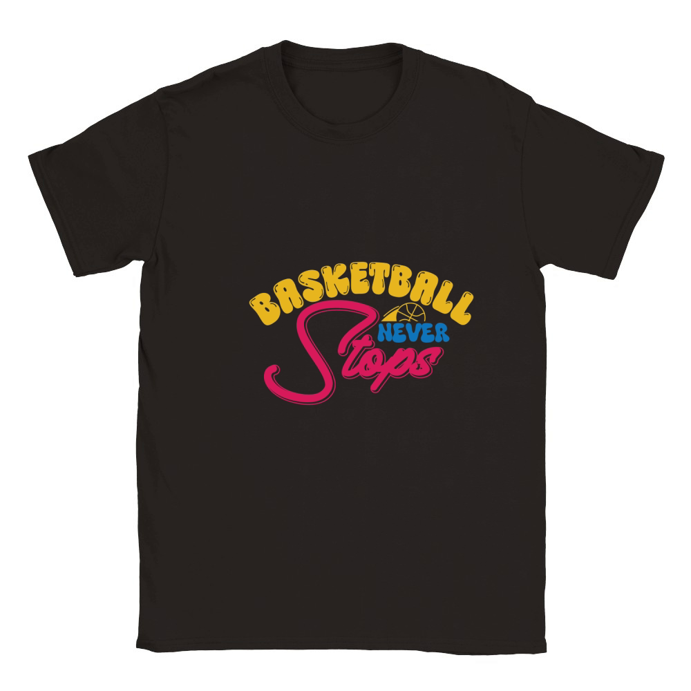 Basketball Never Stops Classic Kids Crewneck T-shirt