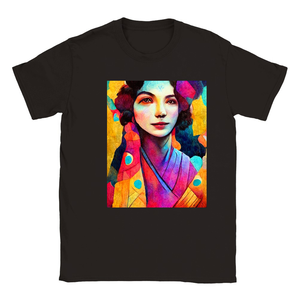 Colorful Art Portrait of Beautiful Woman Classic Kids Crewneck T-shirt