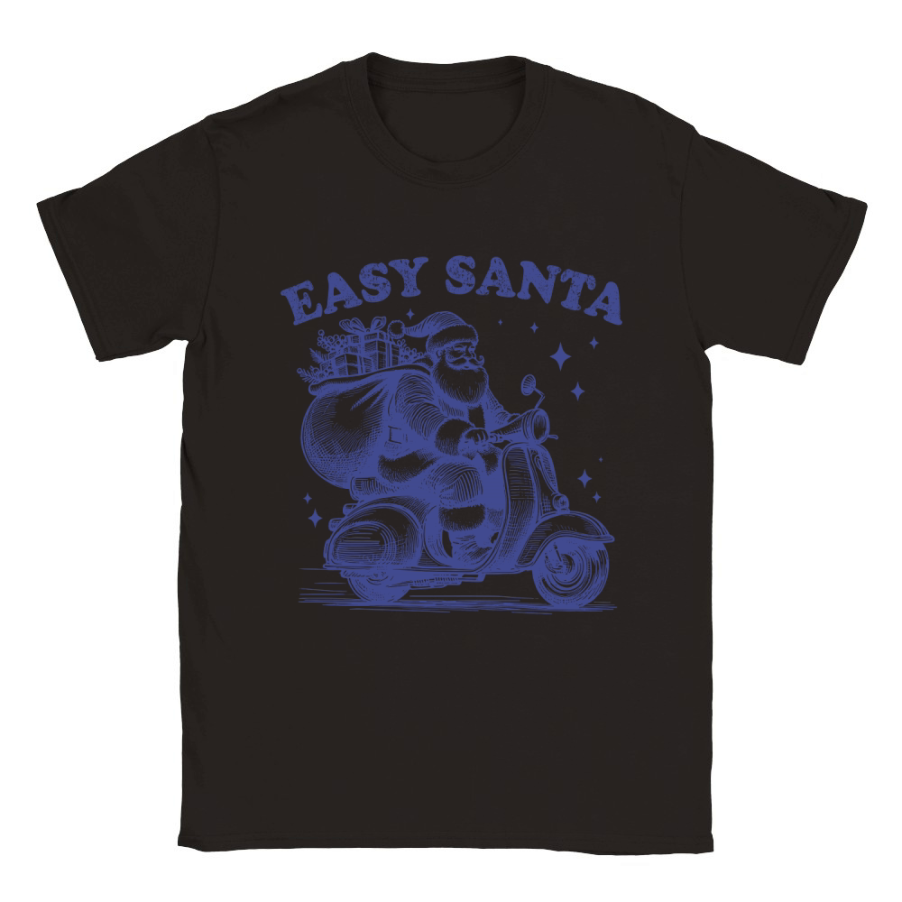 Easy Santa Riding Scooter L vBlue Classic Kids Crewneck T-shirt