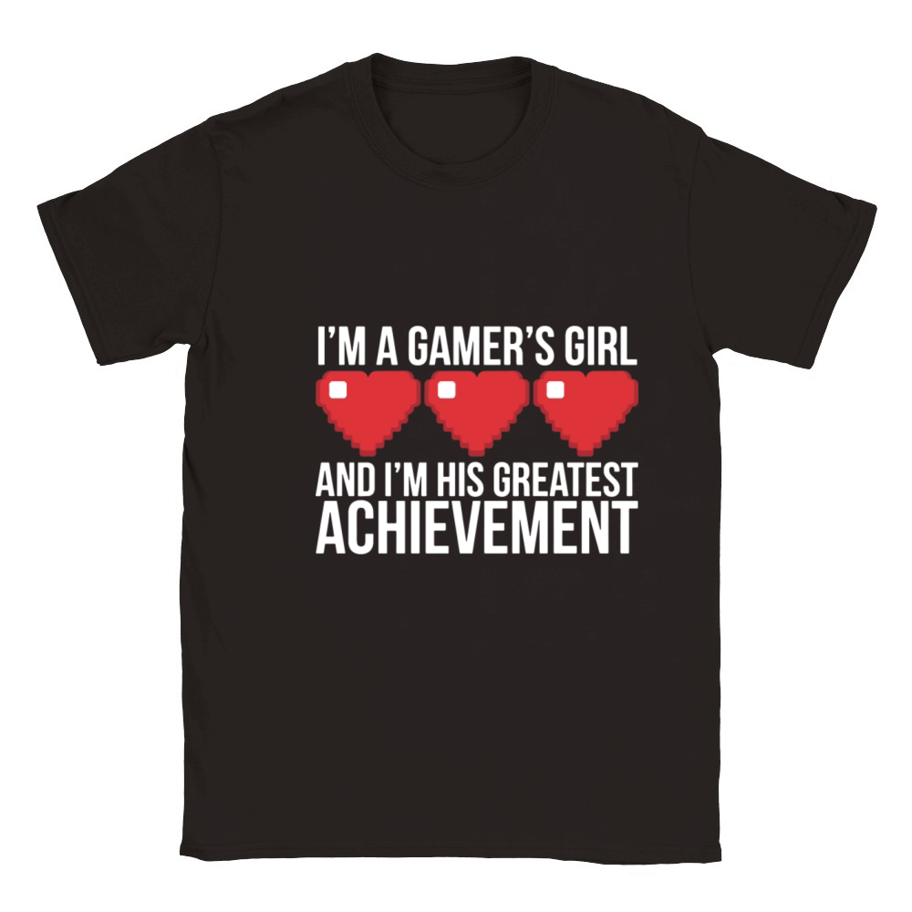 Im a gamers girl and im his greatest achievemen Classic Kids Crewneck T-shirt