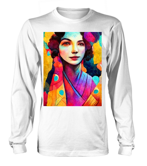 Colorful Art Portrait of Beautiful Woman Long sleeved Unisex