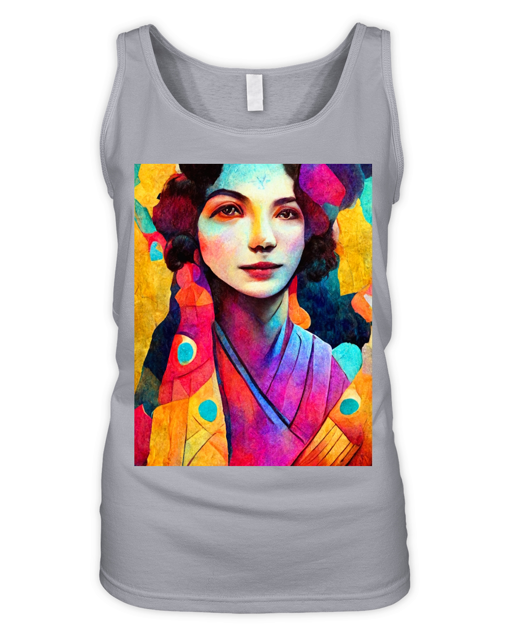 Colorful Art Portrait of Beautiful Woman Organic Women's Tank Top