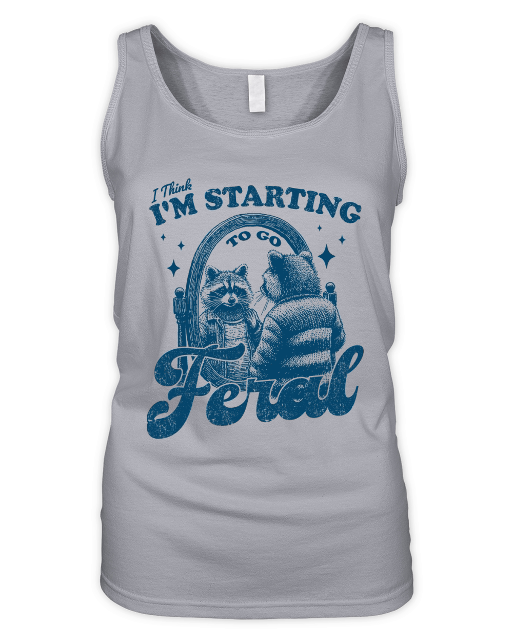 Raccoon in Mirror L Blue Organic Women's Tank Top