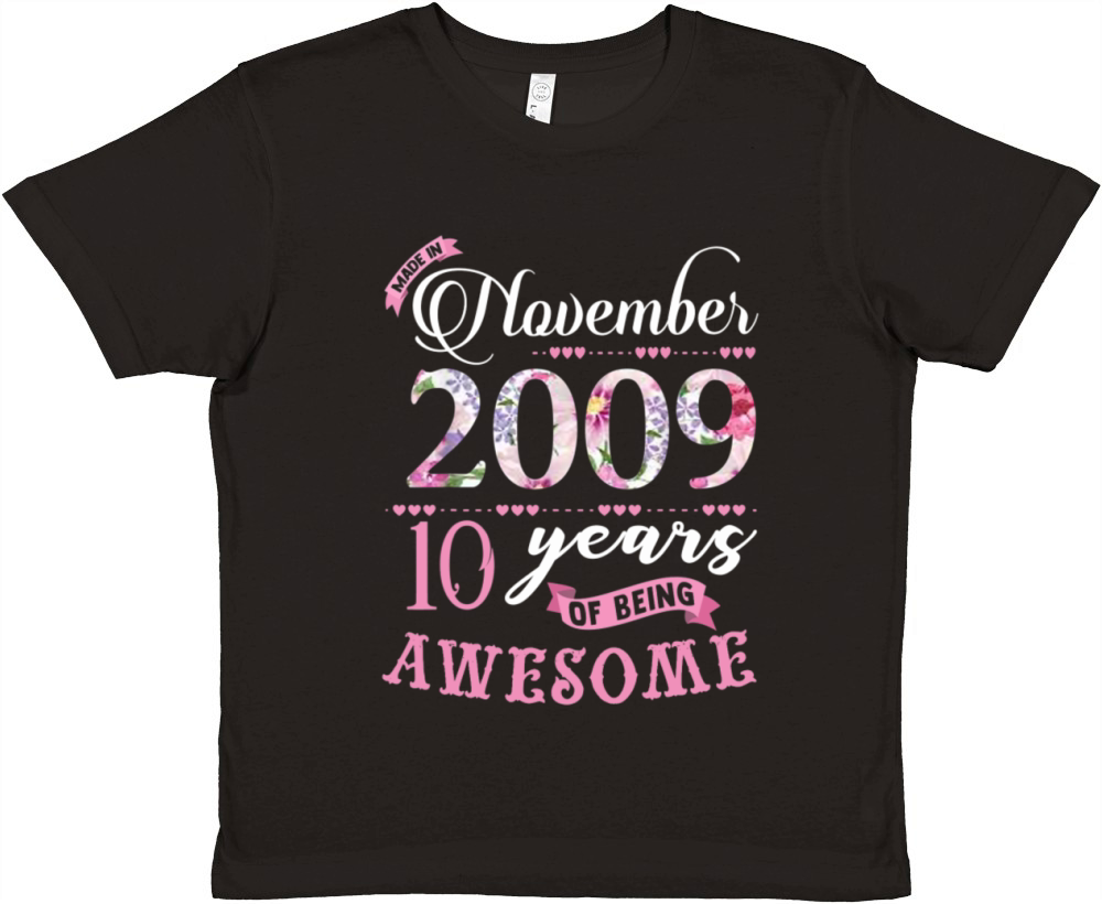 Birthday Gifts Floral Tee for Girls Premium Kids Crewneck T-shirt