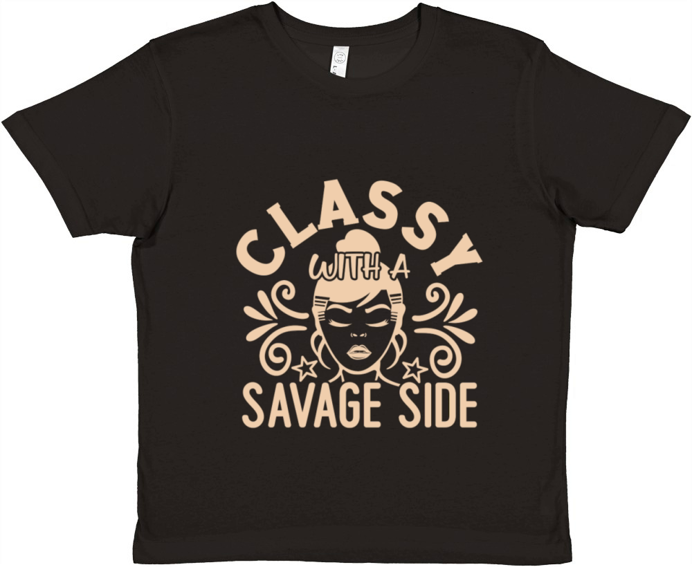 Classy With A Savage Side Funny Sarcasm Premium Kids Crewneck T-shirt