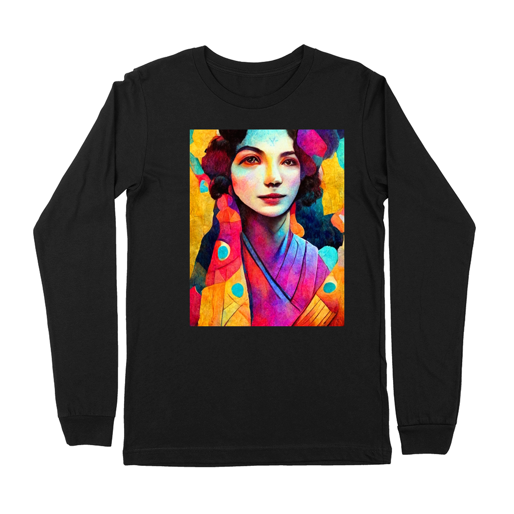 Colorful Art Portrait of Beautiful Woman Premium Long Sleeve