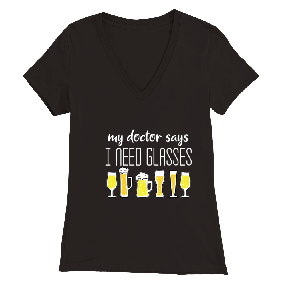 Beer Glasses Funny Wheat Beer Draft Premium Womens V-Neck T-shirt