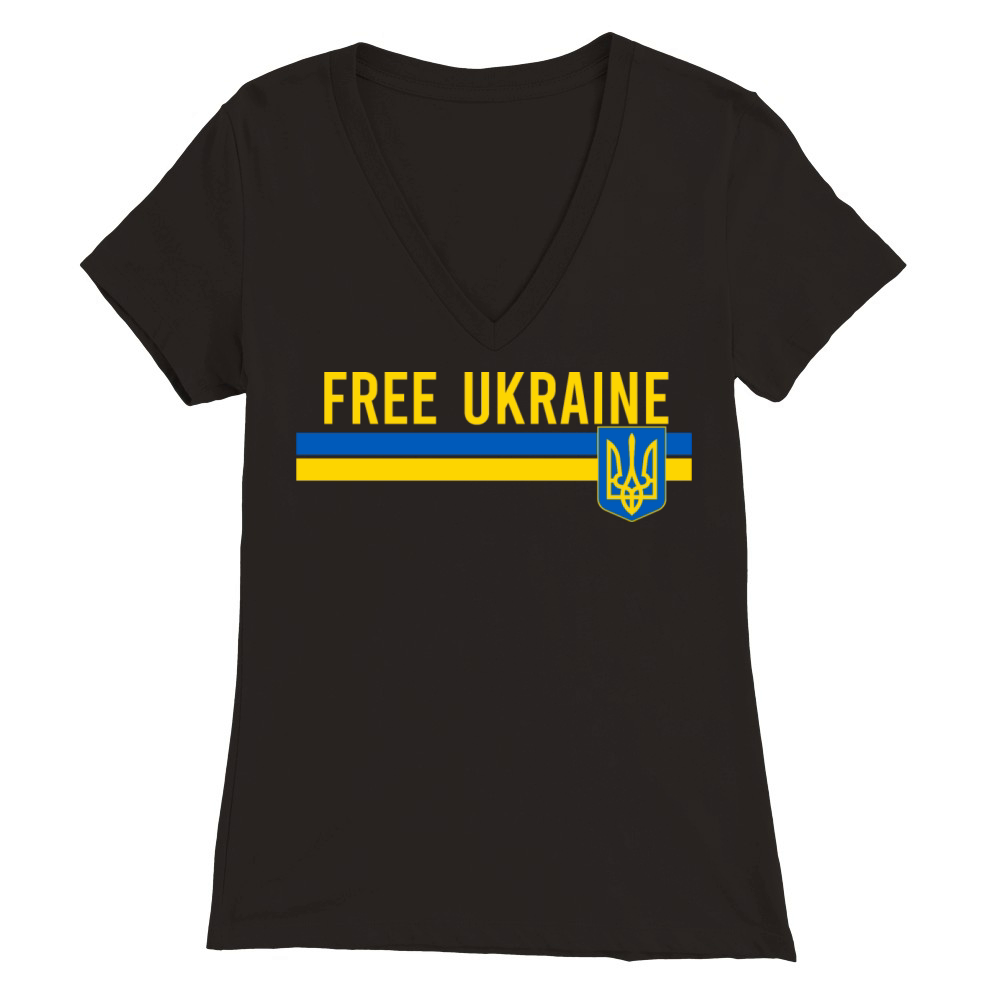 Free Ukraine flag art minimalist Premium Womens V-Neck T-shirt