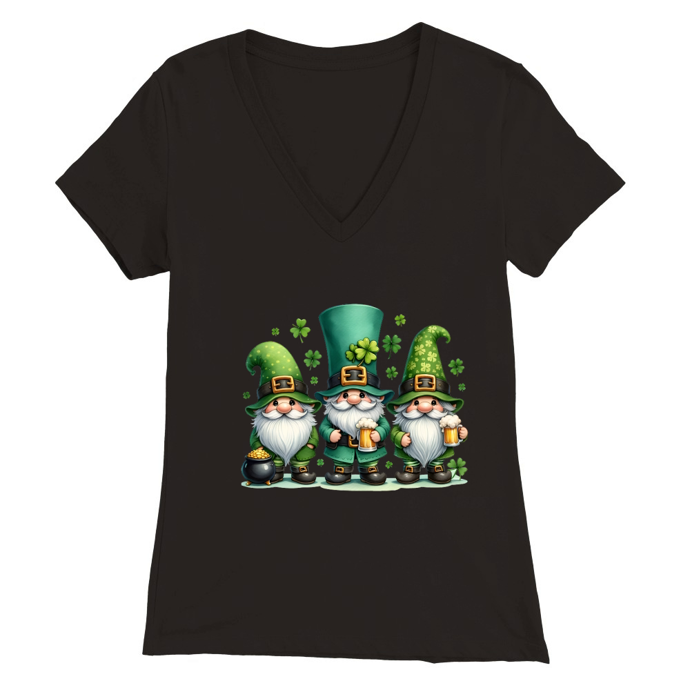 Gnome Shamrock Leprechau St. Patrick’s Day Premium Womens V-Neck T-shirt