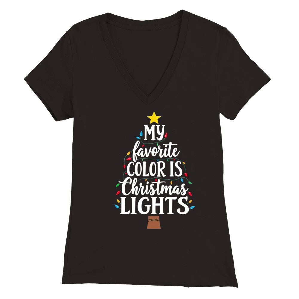 My favorite color is christmas lights 2 Premium Womens V-Neck T-shirt