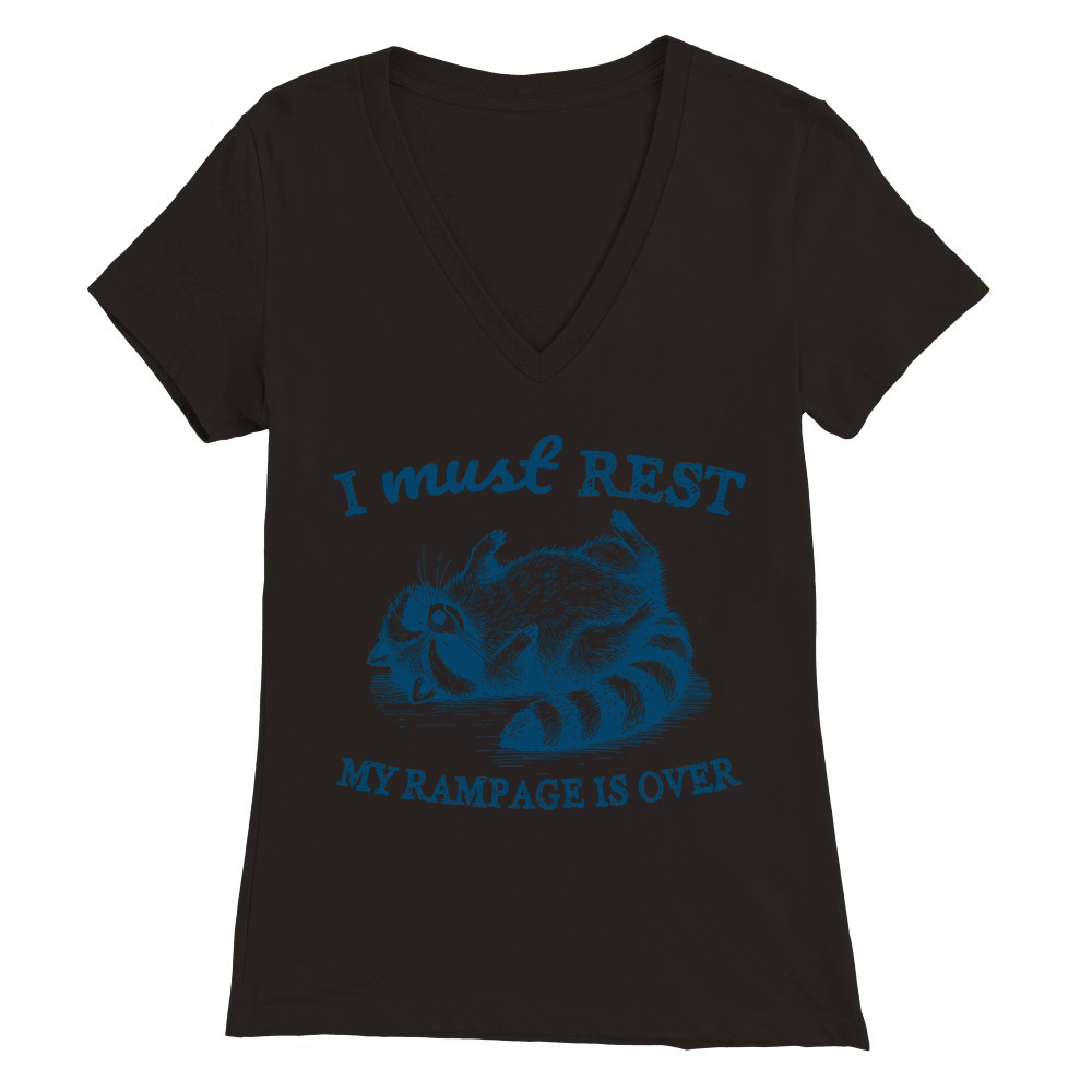 Raccoon weird sleeping L Blue Premium Womens V-Neck T-shirt