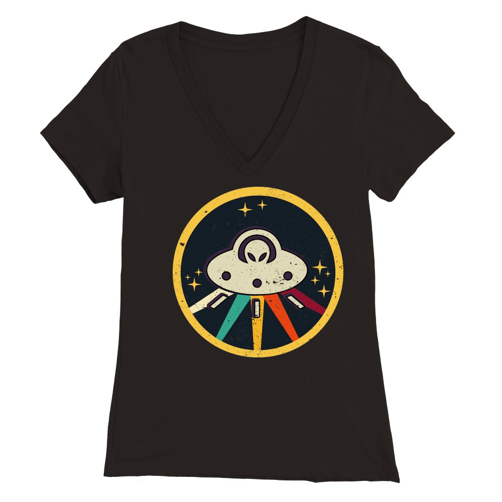 Vintage UFO Alien Premium Womens V-Neck T-shirt