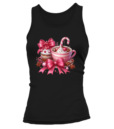 Christmas Coffee Pink Coquette Bow (6) Tank top Woman