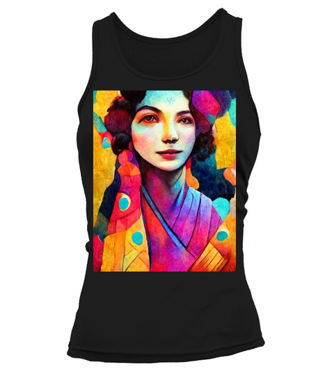 Colorful Art Portrait of Beautiful Woman Tank top Woman