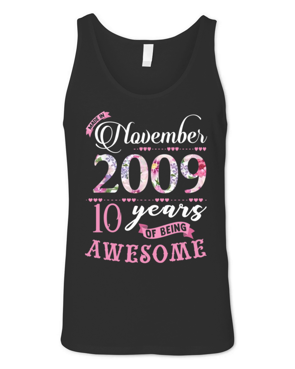 Birthday Gifts Floral Tee for Girls Unisex Jersey Tank