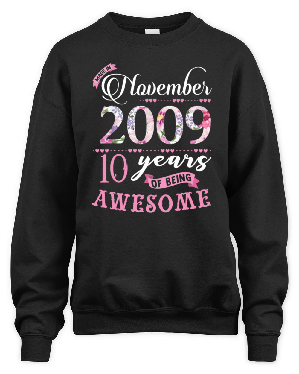 Birthday Gifts Floral Tee for Girls Unisex Premium Crewneck Sweatshirt