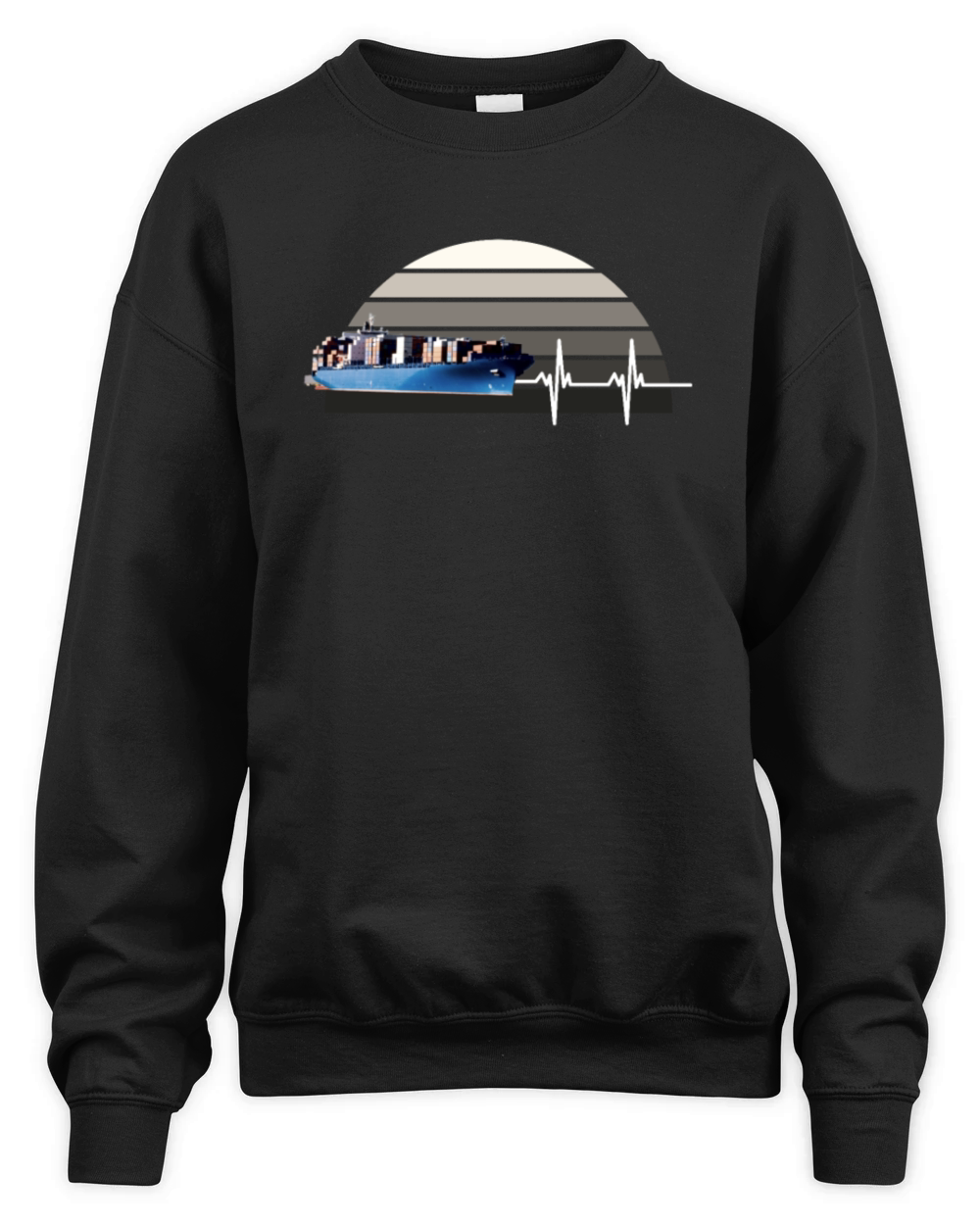 Container Ship Captain Heart Beat Retro Unisex Premium Crewneck Sweatshirt