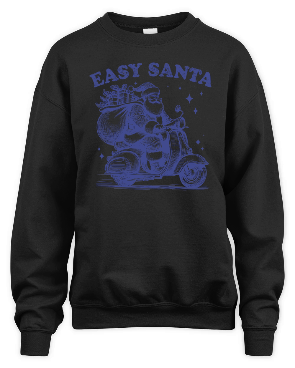 Easy Santa Riding Scooter L vBlue Unisex Premium Crewneck Sweatshirt