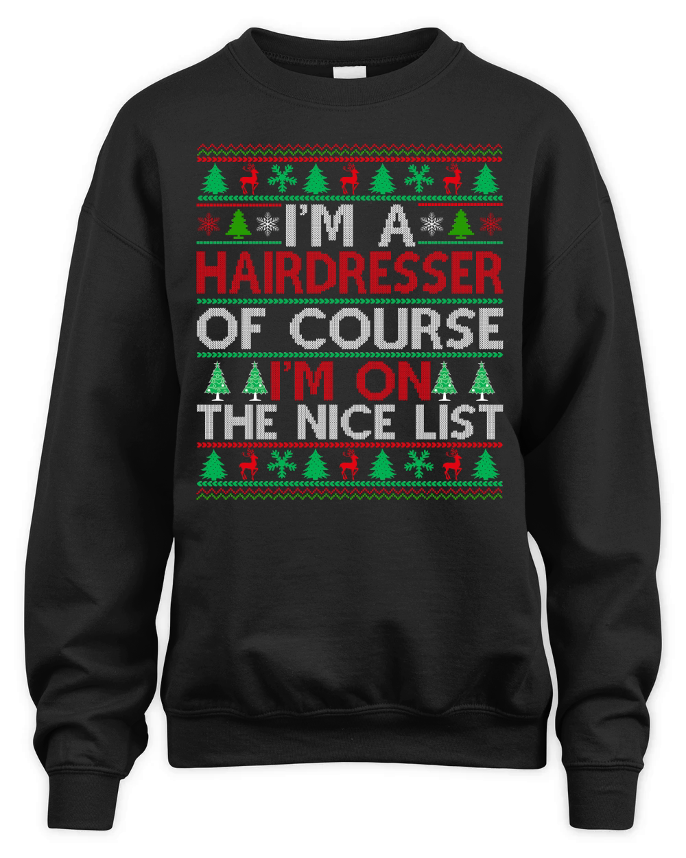 Im a Hairdresser of course im on the nice list Hairdresser Ugly Christmas Unisex Premium Crewneck Sweatshirt