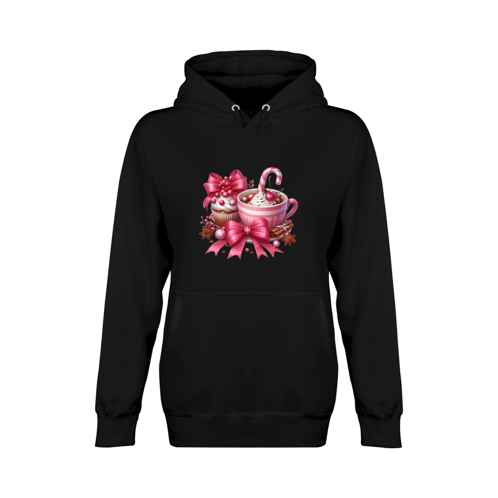 Christmas Coffee Pink Coquette Bow (6) Unisex Premium Pullover Hoodie