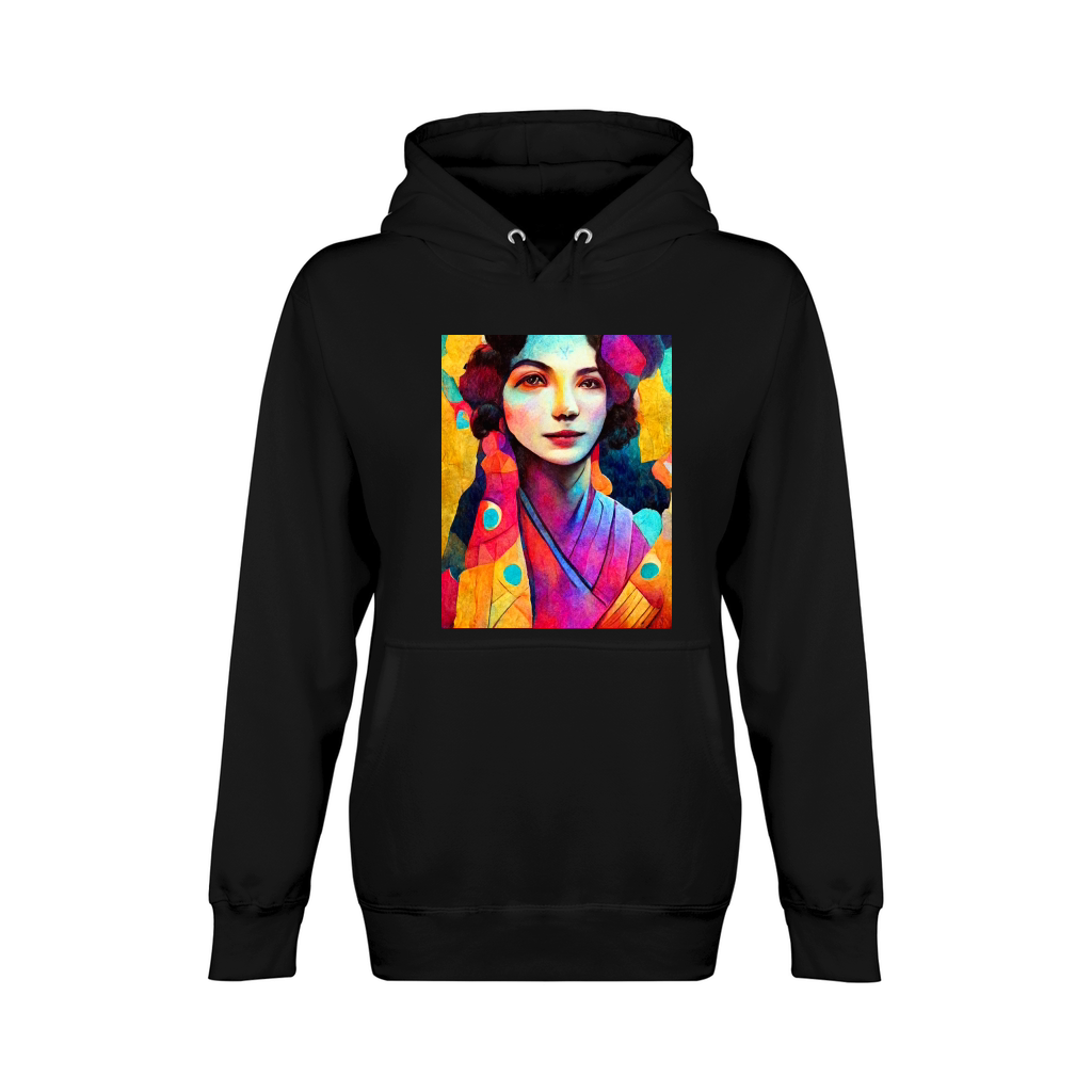 Colorful Art Portrait of Beautiful Woman Unisex Premium Pullover Hoodie