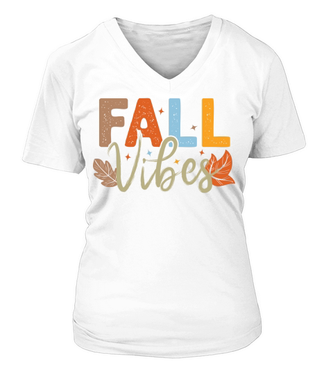 Fall Vibes Fall Autumn Sublimation V-neck T-Shirt Woman
