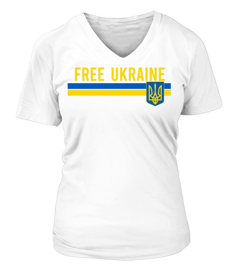 Free Ukraine flag art minimalist V-neck T-Shirt Woman