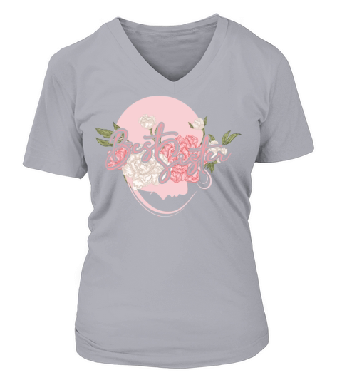 Funny Best Sisters Flowers Gift V-neck T-Shirt Woman