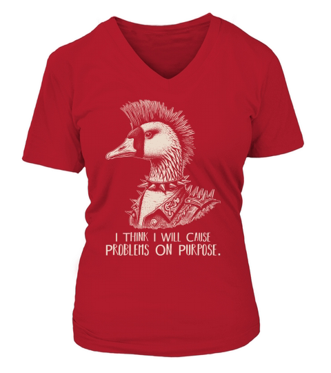 Goose Punk Problem On Purpose D RetroWhite V-neck T-Shirt Woman