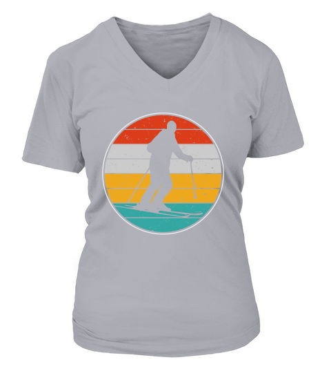 Retro Vintage Skiing V-neck T-Shirt Woman