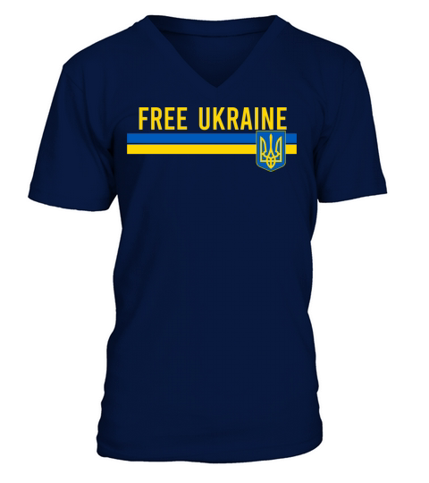 Free Ukraine flag art minimalist V-Neck T-shirt