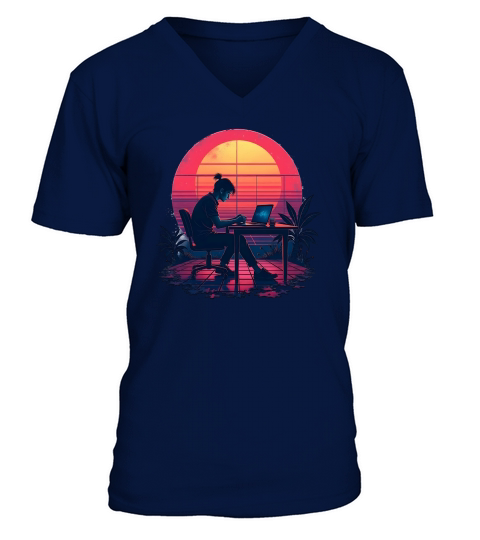 Programmer at Sunset V-Neck T-shirt