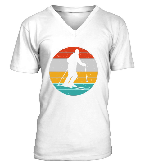 Retro Vintage Skiing V-Neck T-shirt