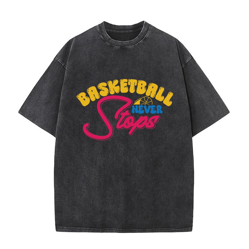 Basketball Never Stops Washed T-Shirt