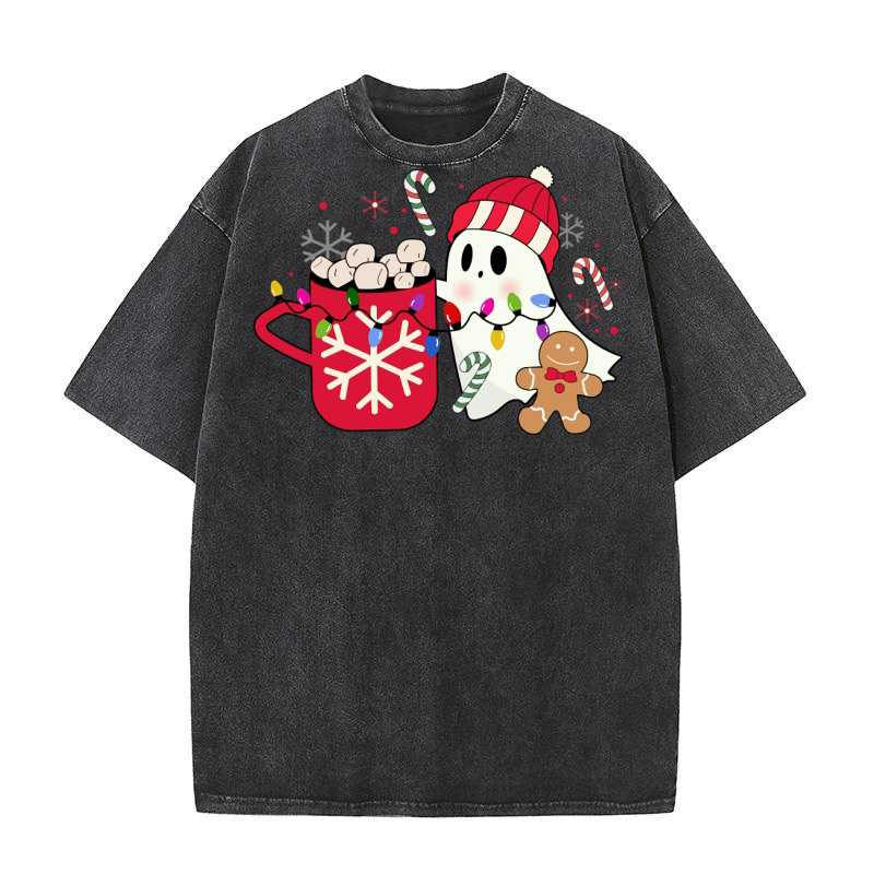 Christmas Retro ghost coffee 2 Washed T-Shirt