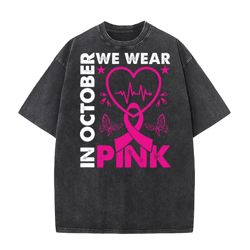 In October We Wear Pink Washed T-Shirt