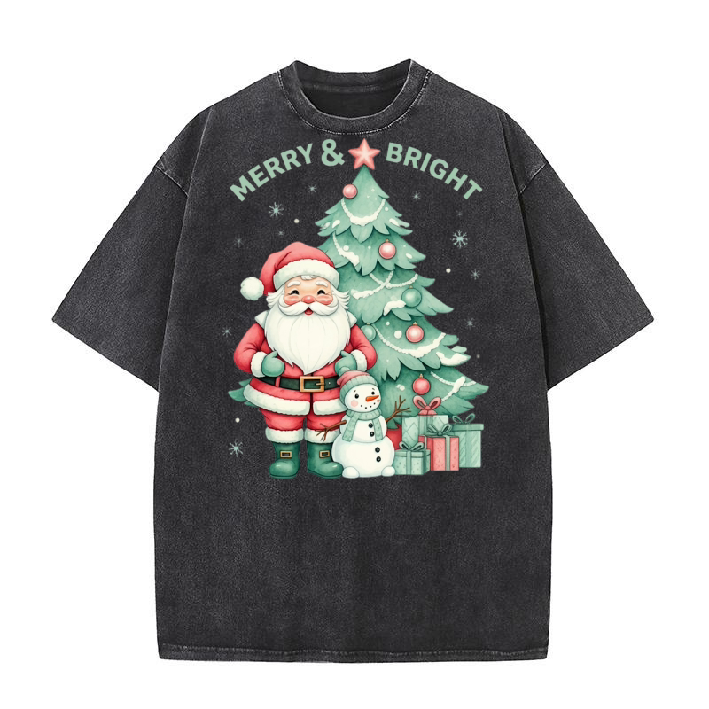 Merry Bright Mint Christmas Washed T-Shirt