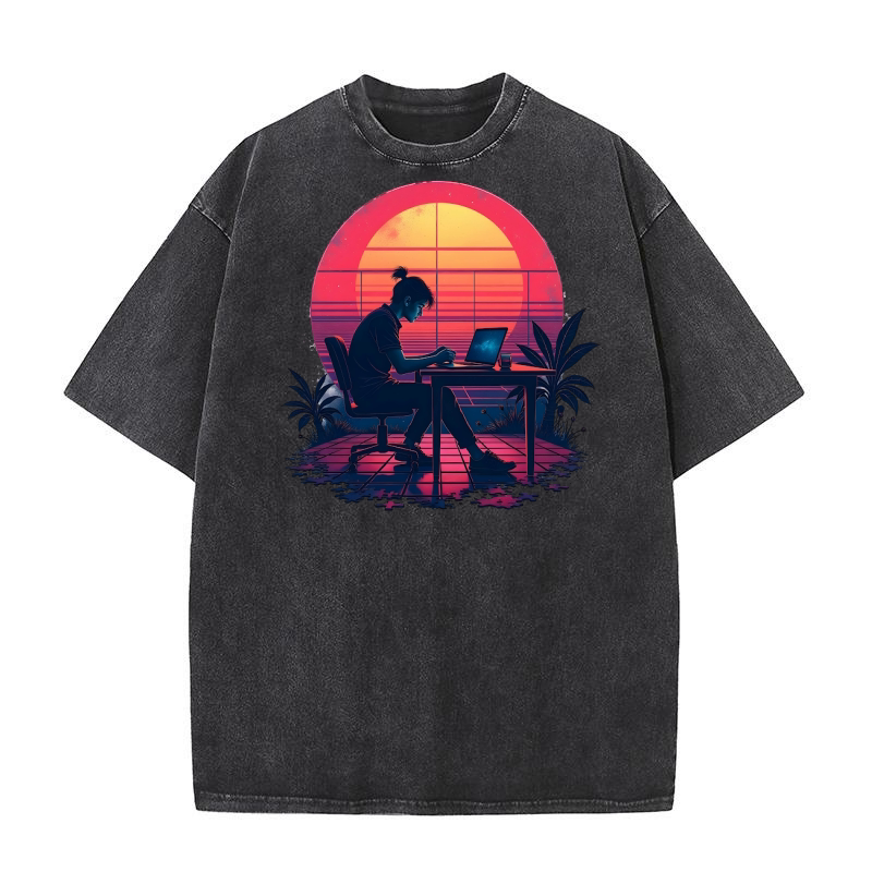 Programmer at Sunset Washed T-Shirt