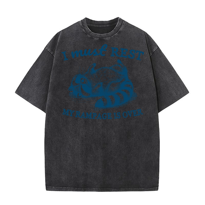 Raccoon weird sleeping L Blue Washed T-Shirt