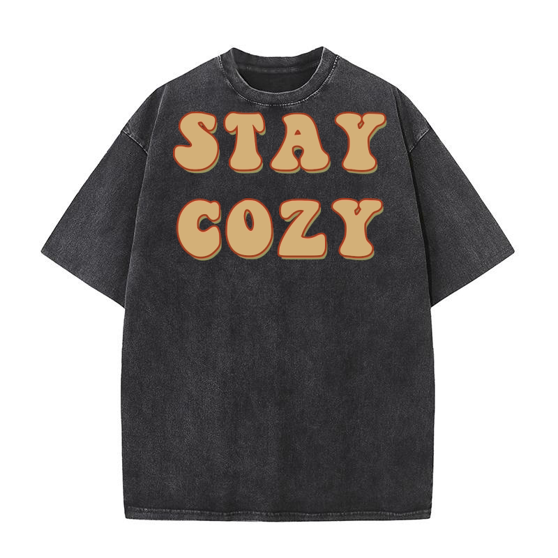 Stay Cozy Retro Brown Washed T-Shirt