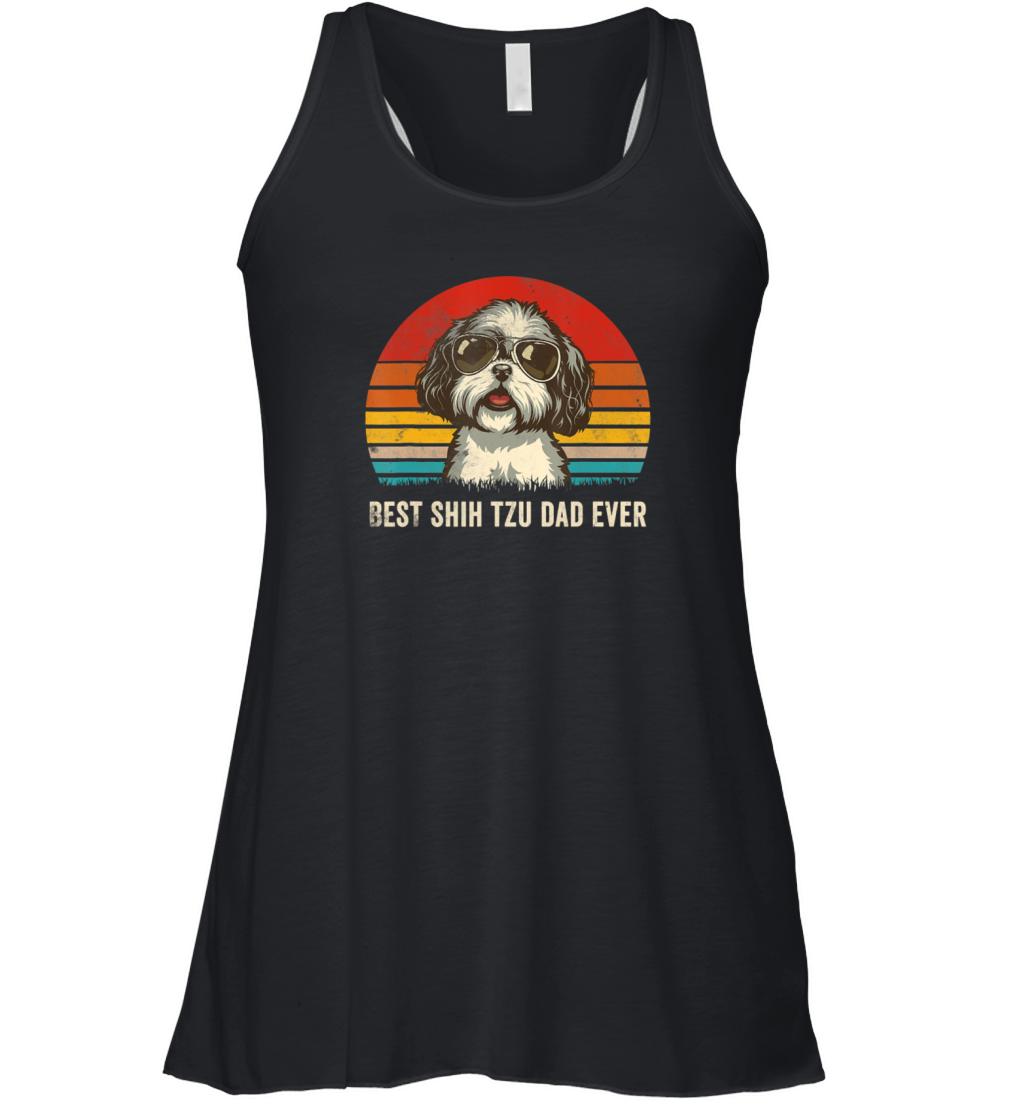 Best Shih Tzu Dad Ever Vintage Dog Lover Gift Women's Flowy Tank Top