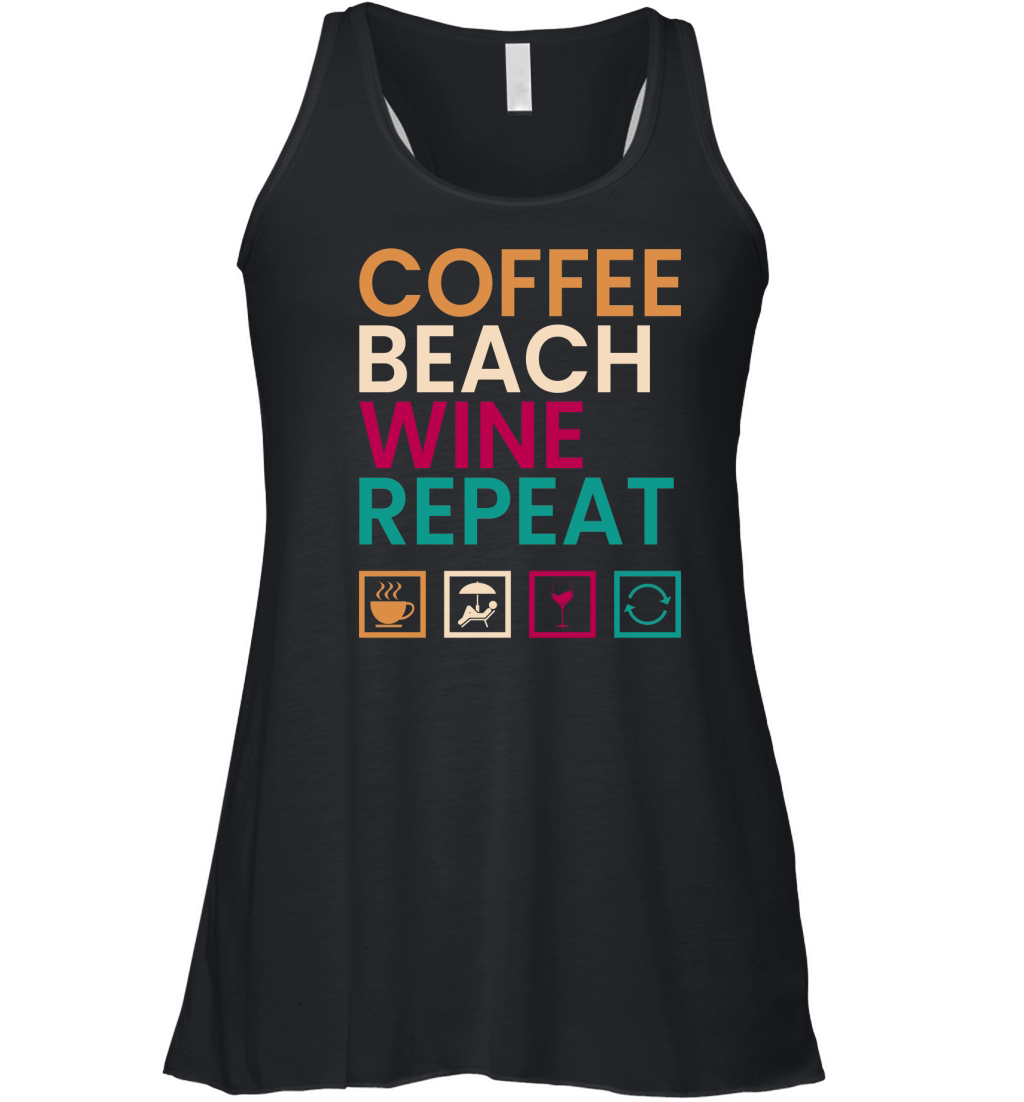 Coffee Beach Wine Repeat Women's Flowy Tank Top