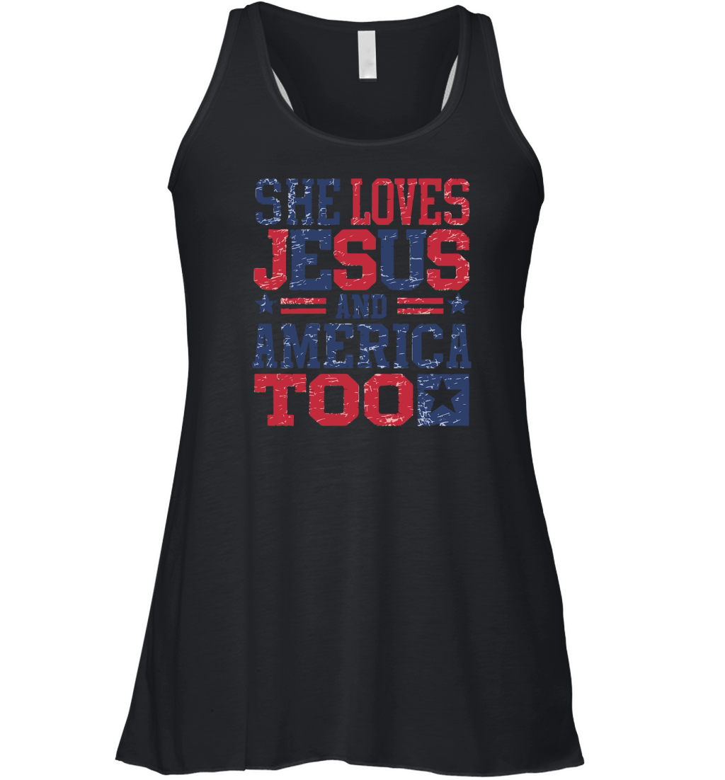 She Loves Jesus and America too Women's Flowy Tank Top