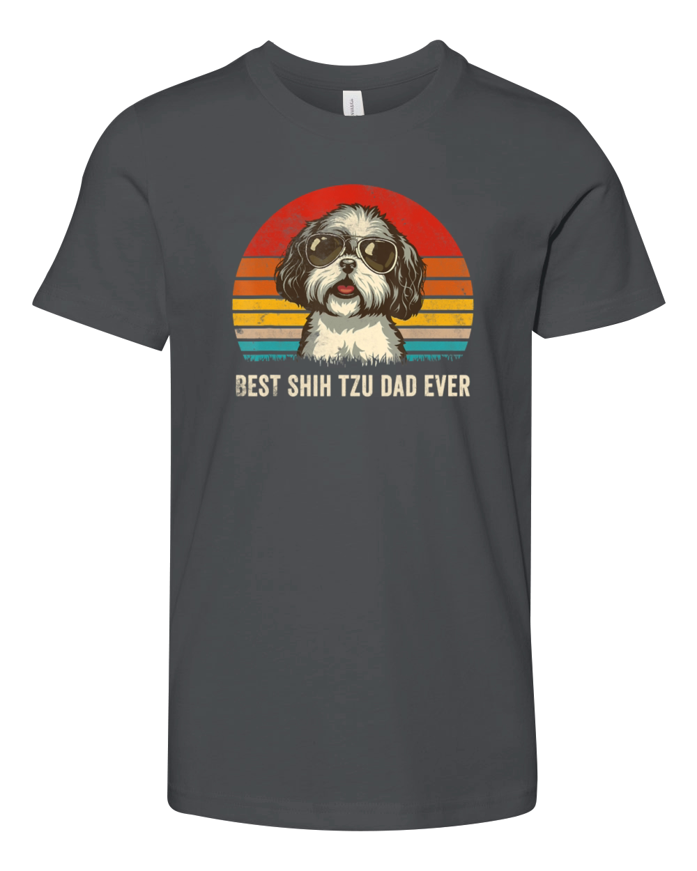 Best Shih Tzu Dad Ever Vintage Dog Lover Gift Youth Unisex Jersey Tee