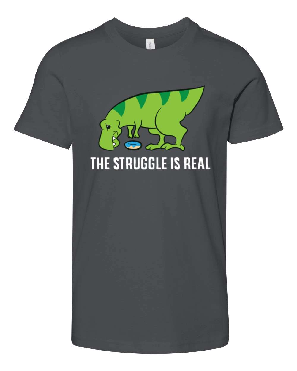 Dinosaur Donut The Struggle Is Real Love Dinosaurs Youth Unisex Jersey Tee