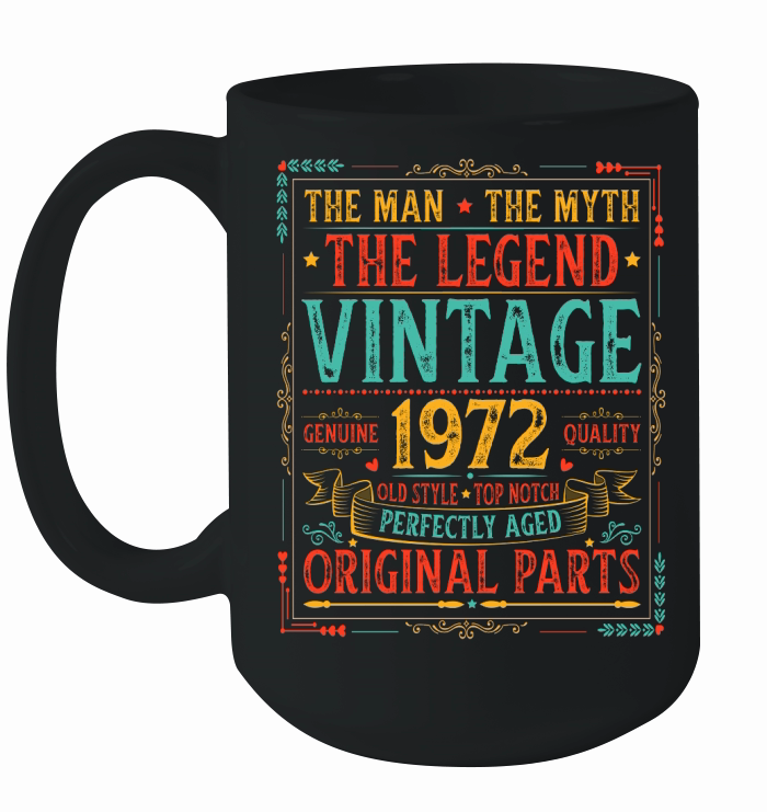 The Man The Myth The Legend Vintage 1972 50th Birthday T Shirt Design (1) Ceramic Mug