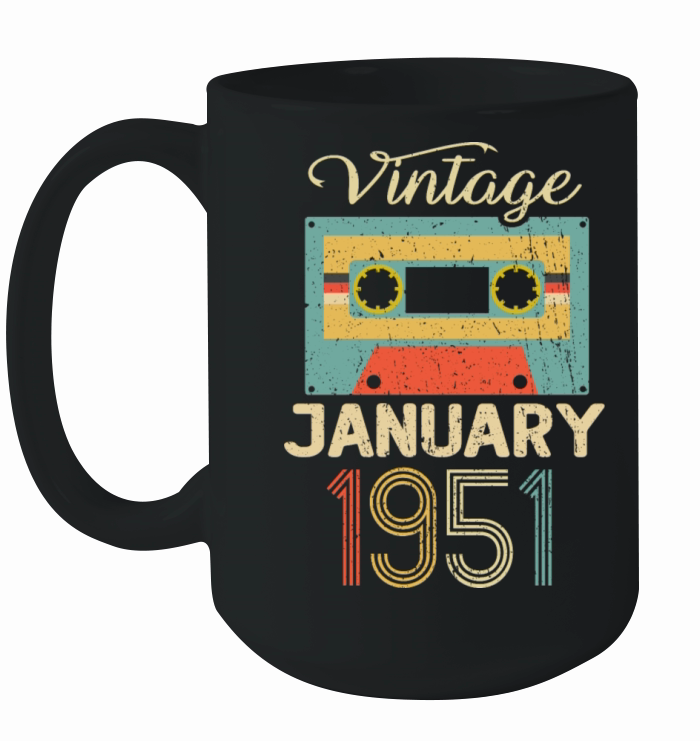 Vintage January 70 Year 1951 70th Birthday Gift Ceramic Mug