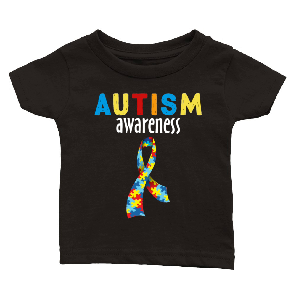 Autism Awareness Month Ribbon Heart Classic Baby Crewneck T-shirt