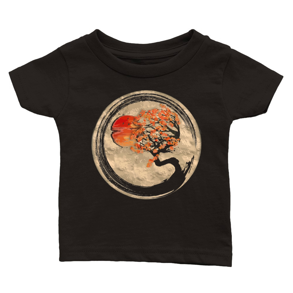 Bonsai Zen Buddhist Enso Circle Tree In Japanese Classic Baby Crewneck T-shirt